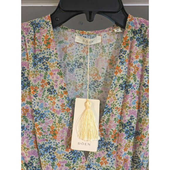 Doen Charleston Cream Ladybird Floral V Neck Midi Dress Small - Picture 4 of 9